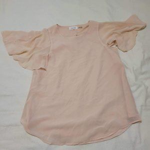 Calvin Klein Petal Pink Flutter Sleeve Blouse